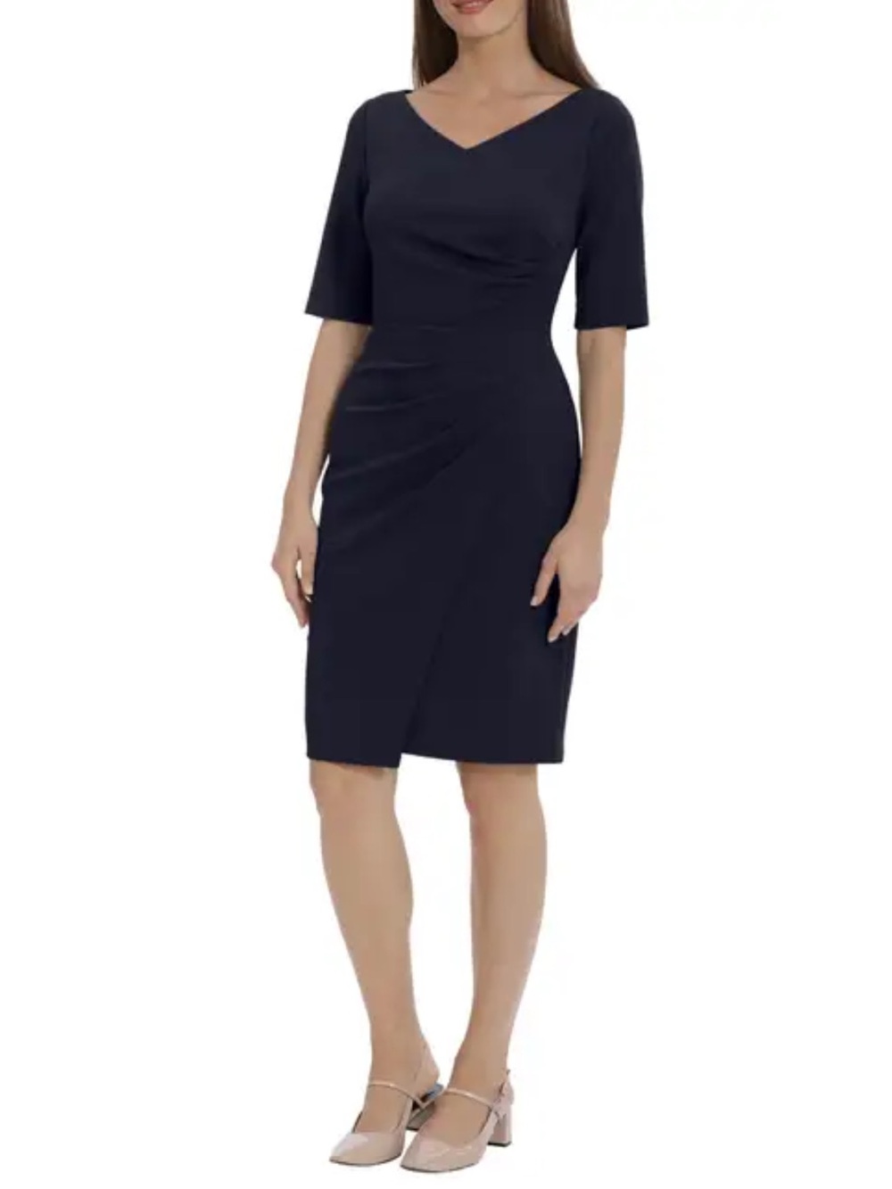 Maggy London Navy V-Neck Sheath Dress